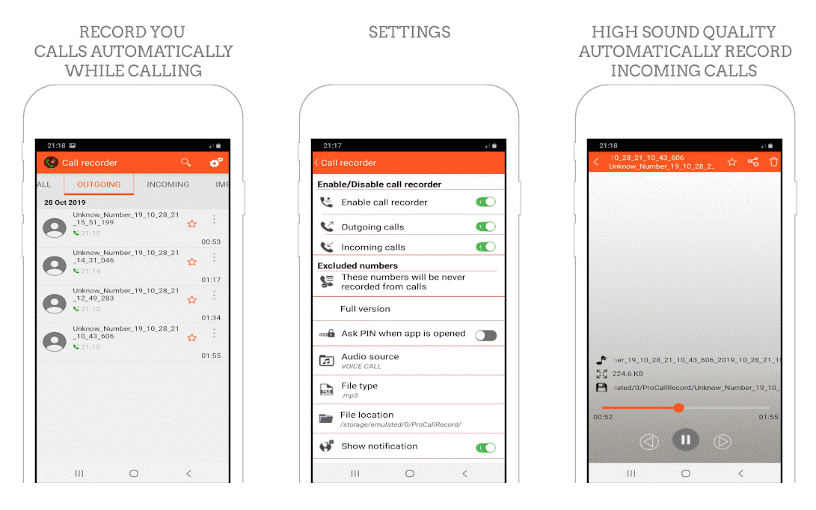 All Call Recorder Lite 2019, best app to record phone calls 