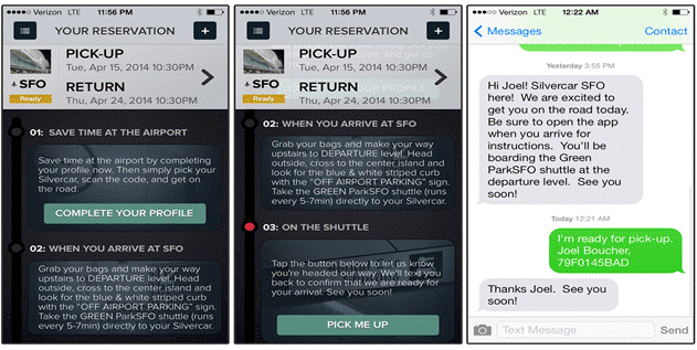 Silvercar app to rent a car