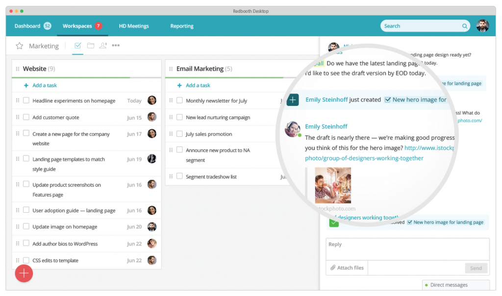 Redbooth desktop team builder app
