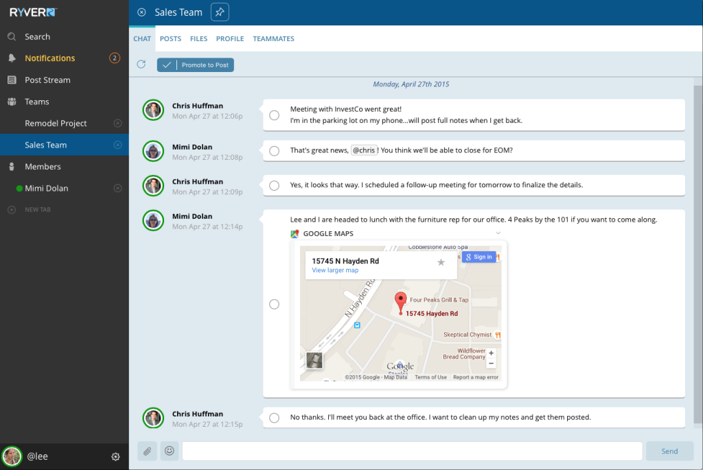 Ryver chat tool