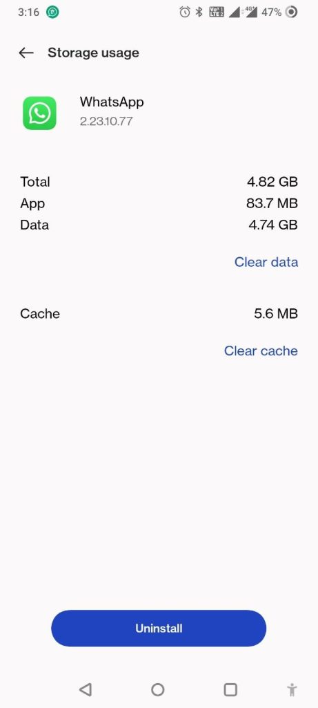 storage usage