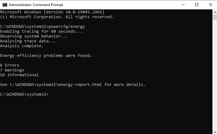 Windows command powercfg