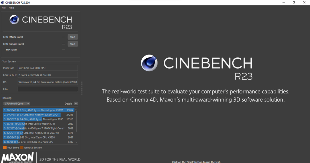Cinebench CPU Benchmark Software