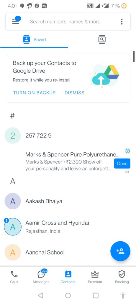 Truecaller main page