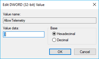 allow telemetry with value