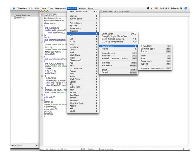 buit intext editor for mac os x