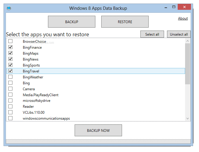 Backup & Restore App Data In Windows 8