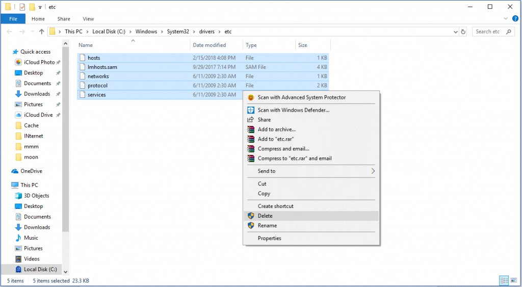 Delete all the Files in Your ‘etc’ Folder
