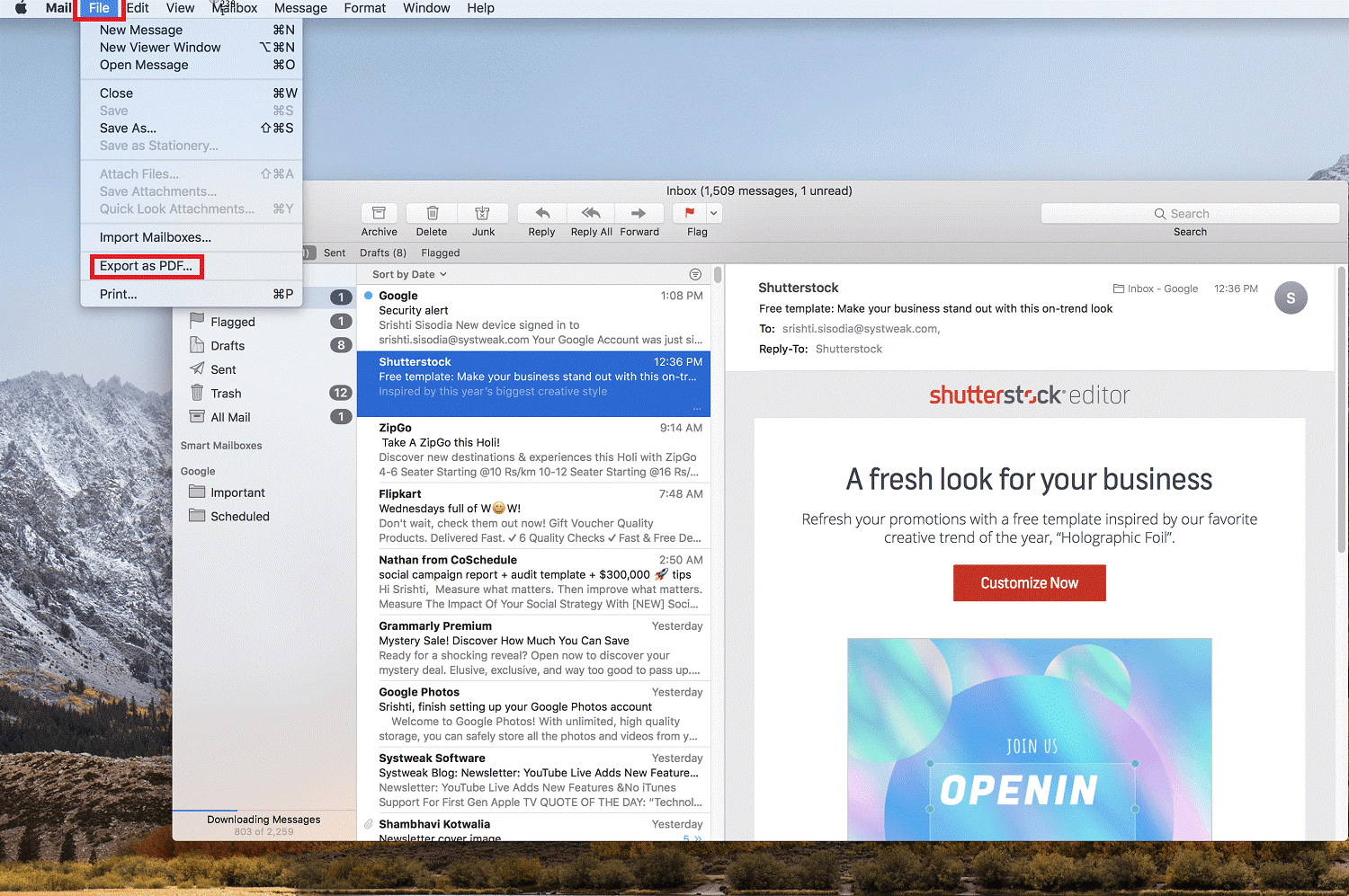 Email to PDF on Mac