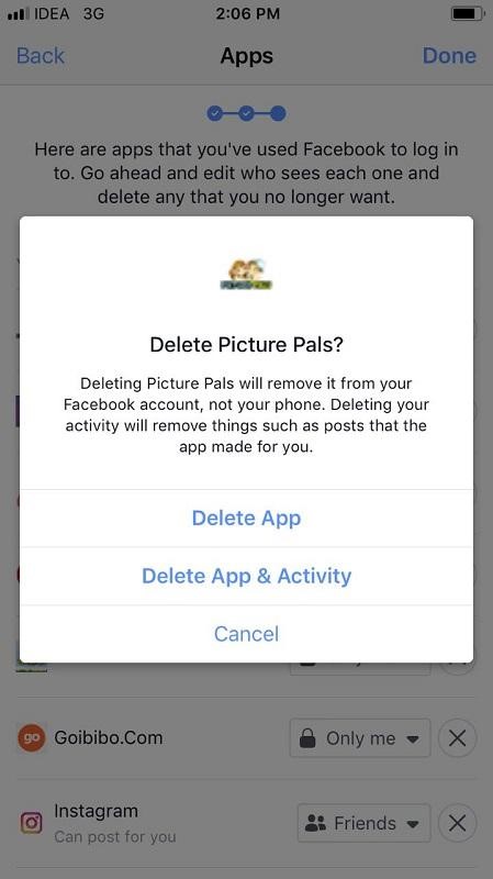 Remove Third-party Apps from Facebook App on iPhone 7