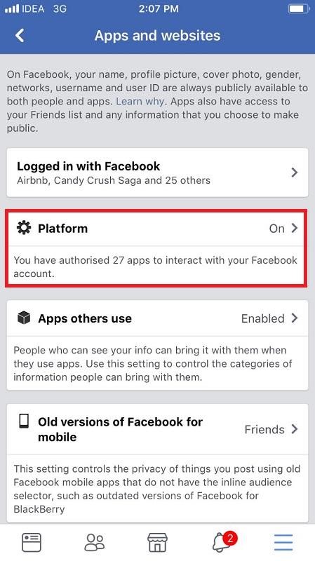 Removing Third-party Apps from Facebook App on your iPhone 12
