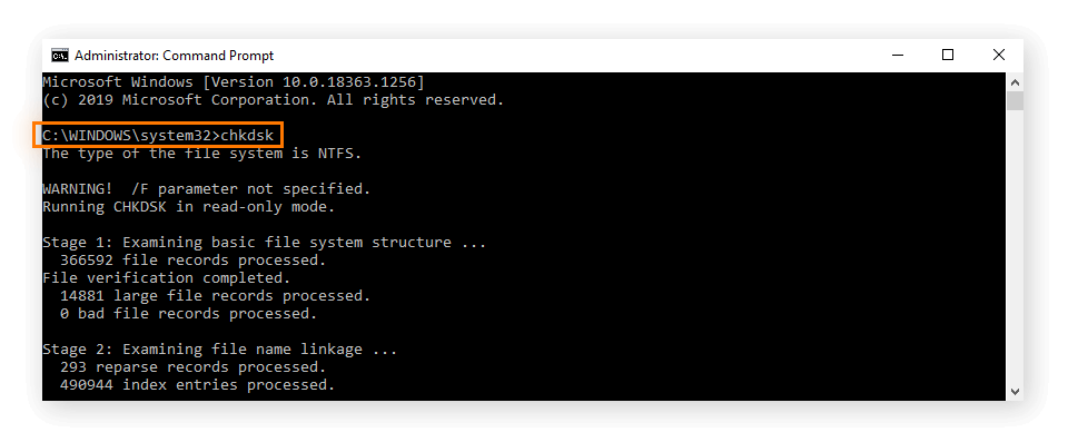 Run CHKDSK Utility