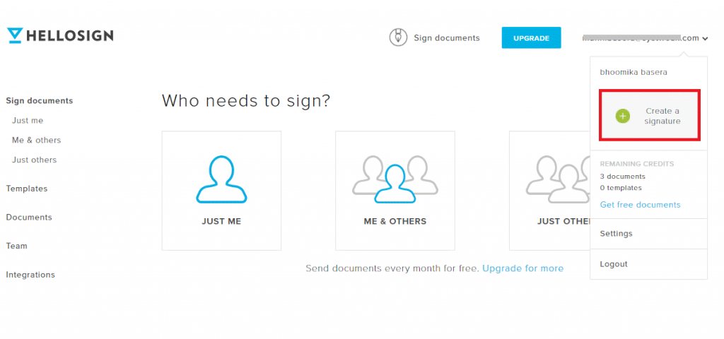 hello sign create signature