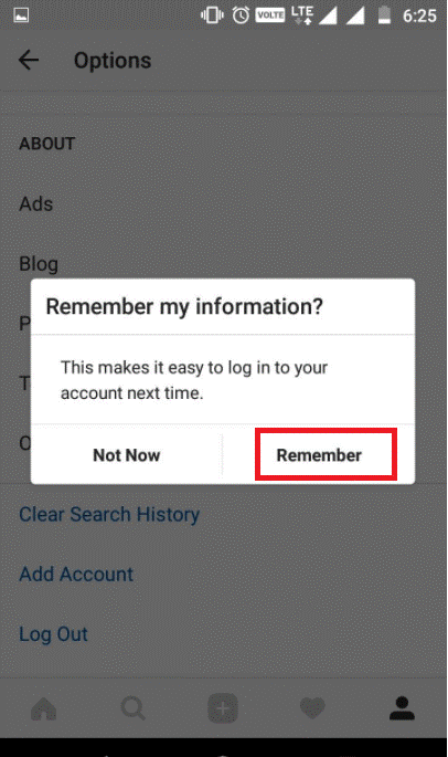 remeber instagram information