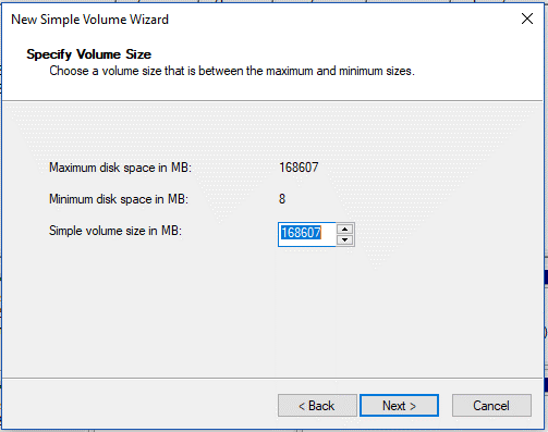 volume size