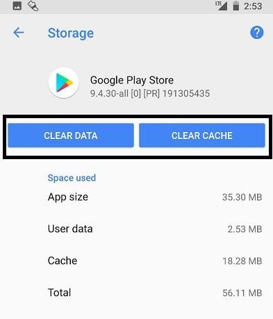 Clear Google Play Store Data & Cache