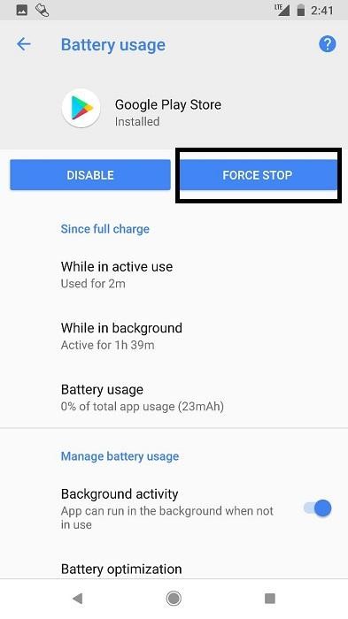 Force Stop Google Play Store App 3