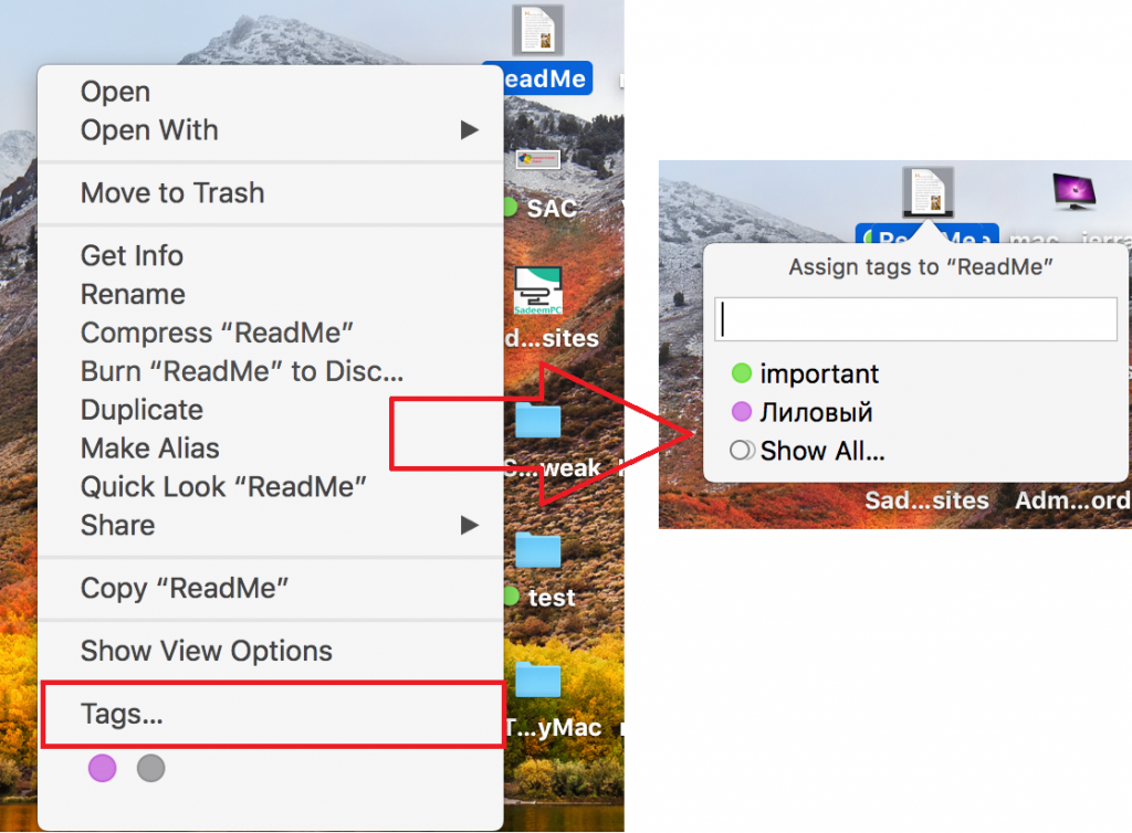 Tagging from the Context Menu