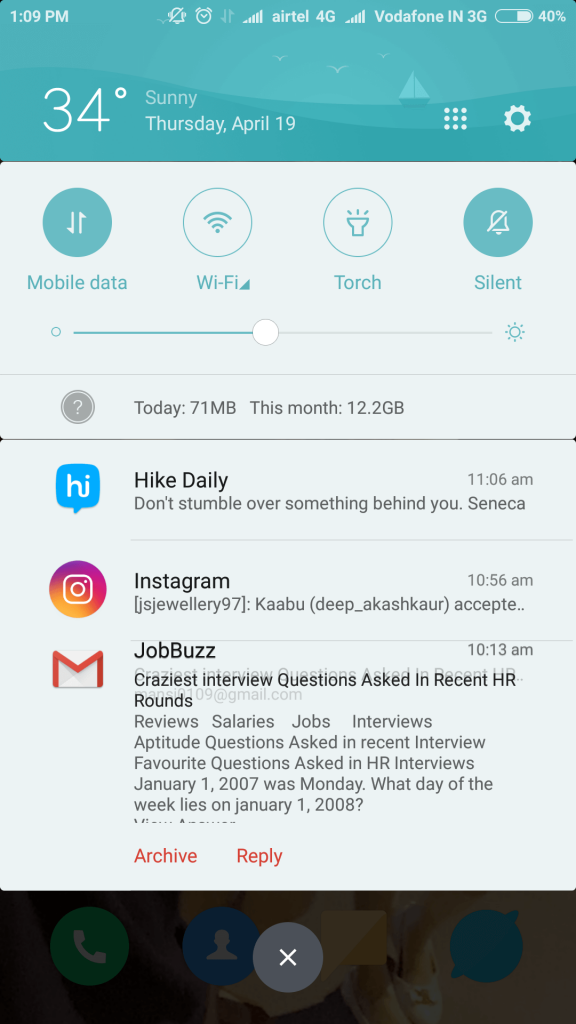 Two Finger Swipe Down