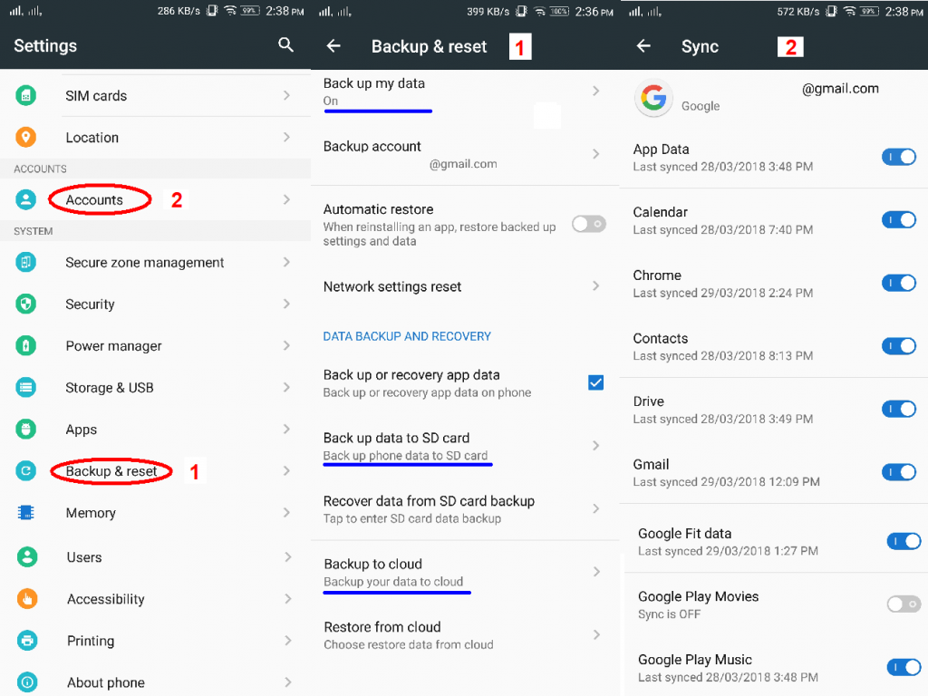 backup reset factory android