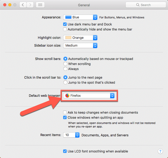 change browser settings on mac