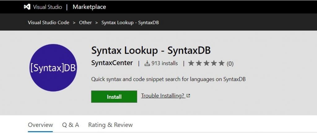 syntax lookup