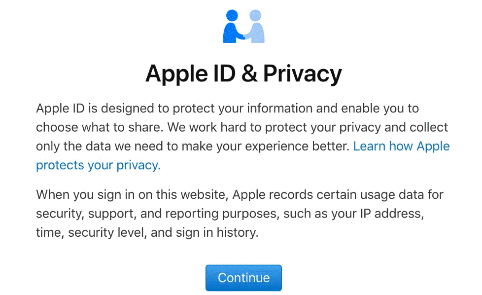 Apple ID & Privacy Page