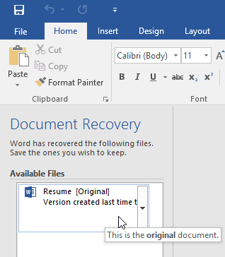 AutoRecover Feature