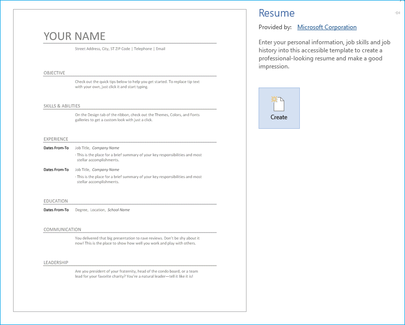 Create a Resume from a template-5