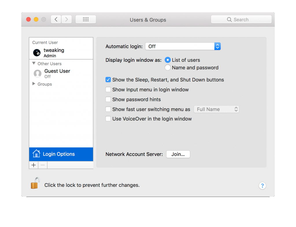 Locate Login Options