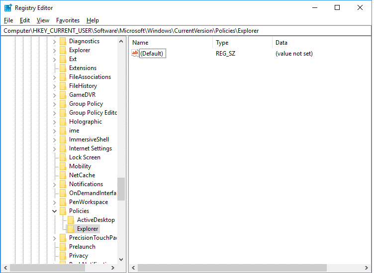 Registry Editor Explorer