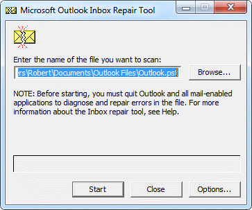 Run Scanpst.exe tool