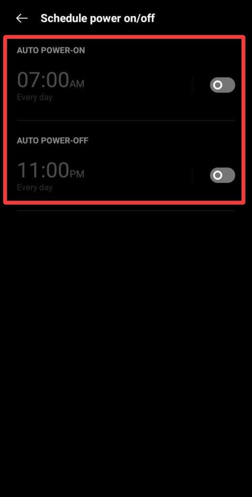 Scheduled power-on time