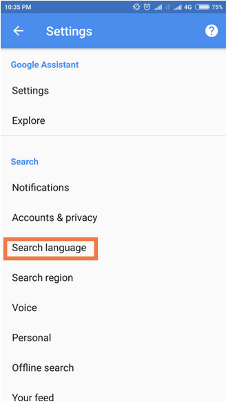 Language option