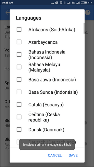 Language option