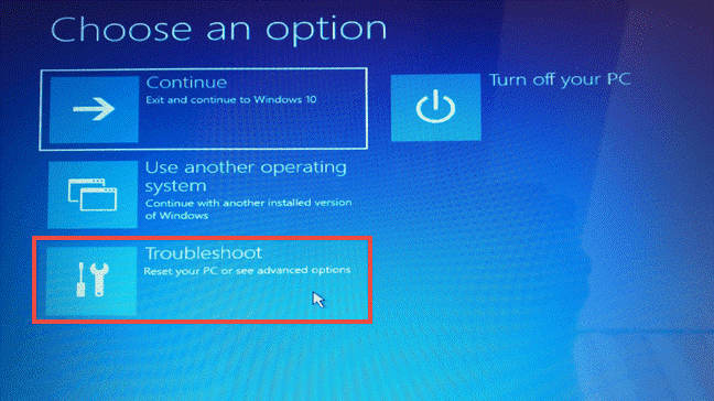 Choose Troubleshoot