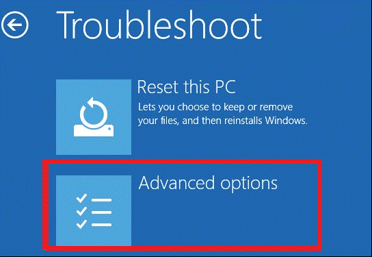 advanced option in settings