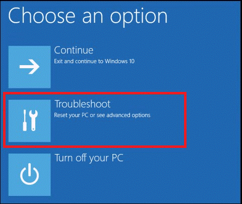choose troubleshoot option