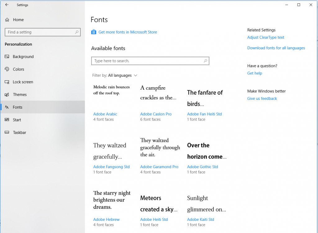 font family 