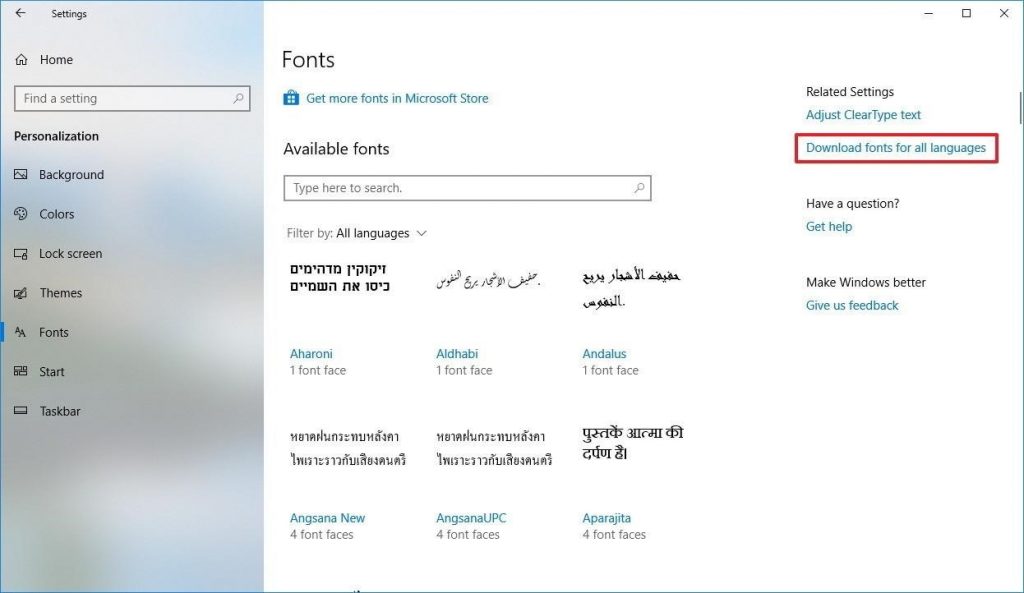 font family 