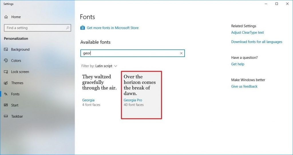 font family