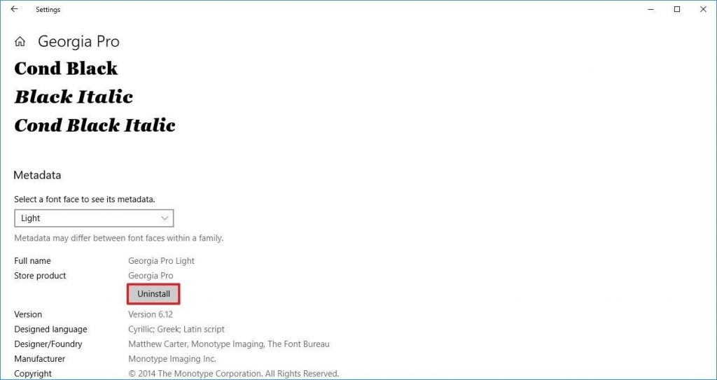 font family 