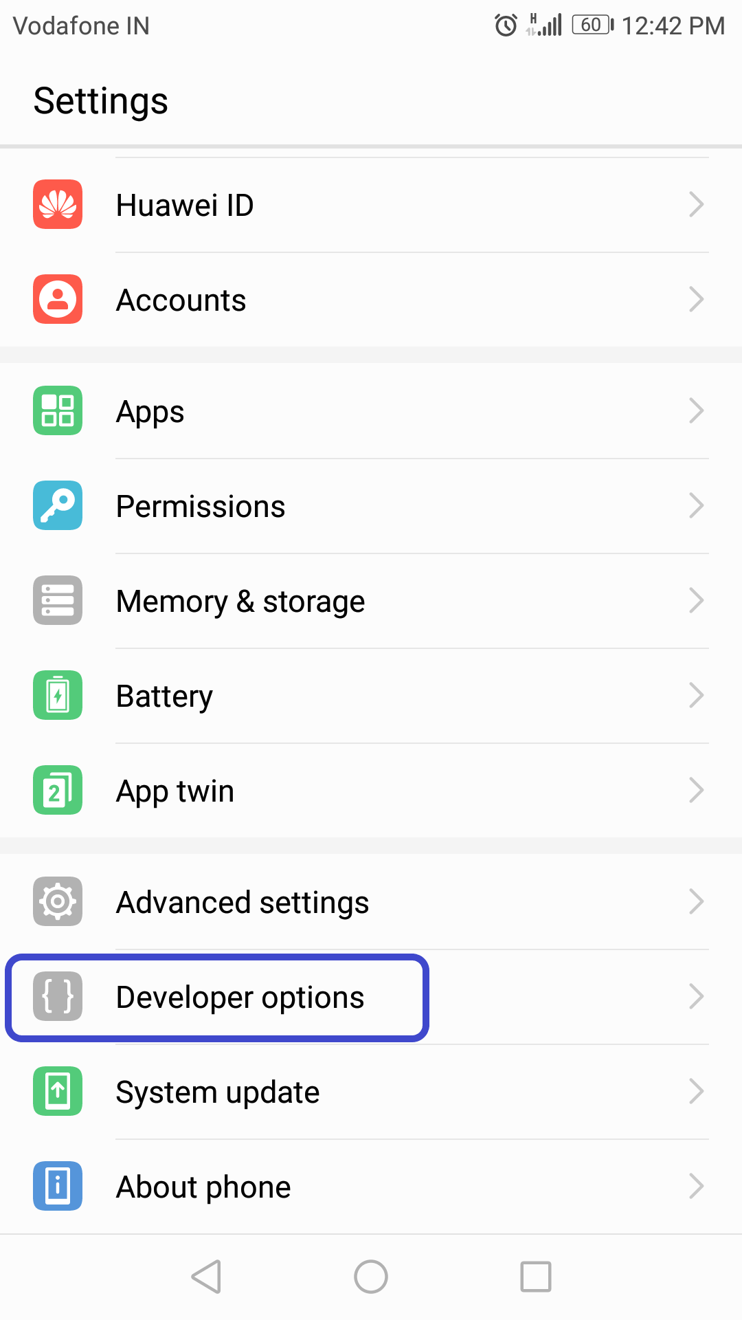 Developer option