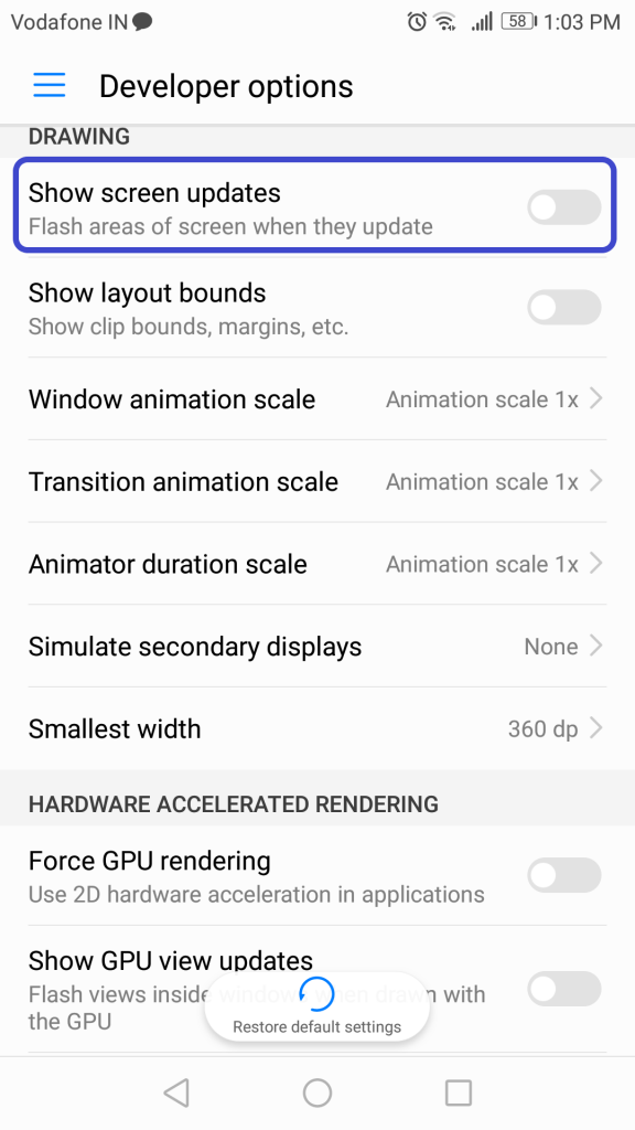 show screen update