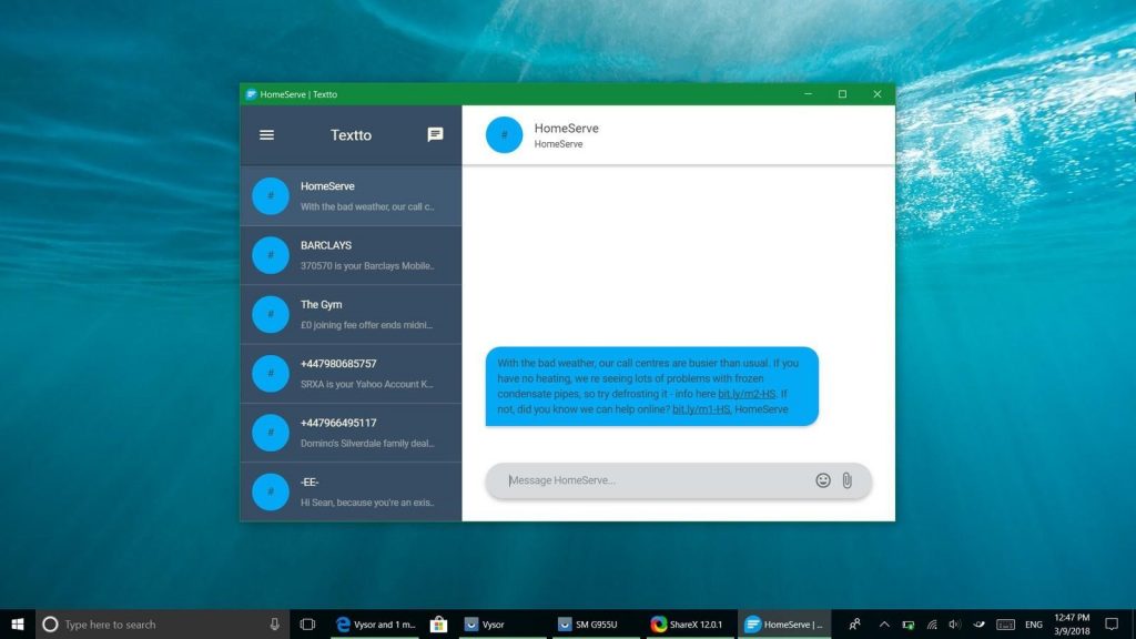 textto windows 10 app