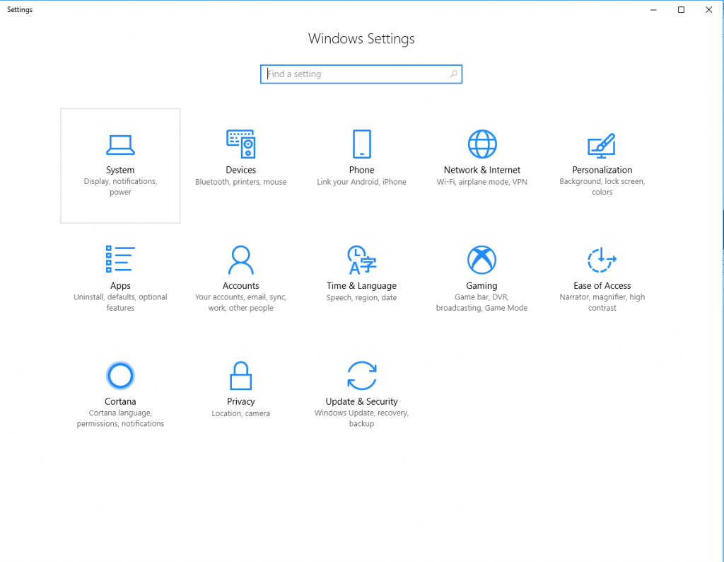 windows settings