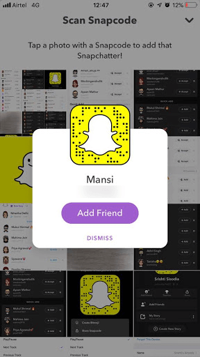 Add Friend in snapchat