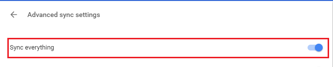 Advanced sync settings