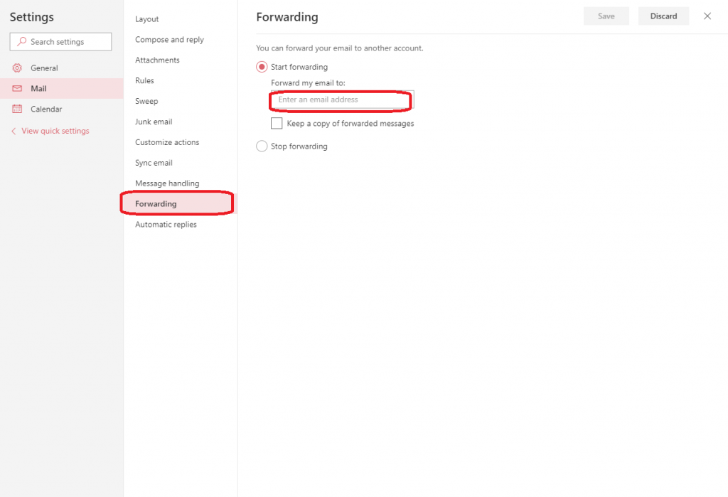 Another direct way to forward your emails directly -3