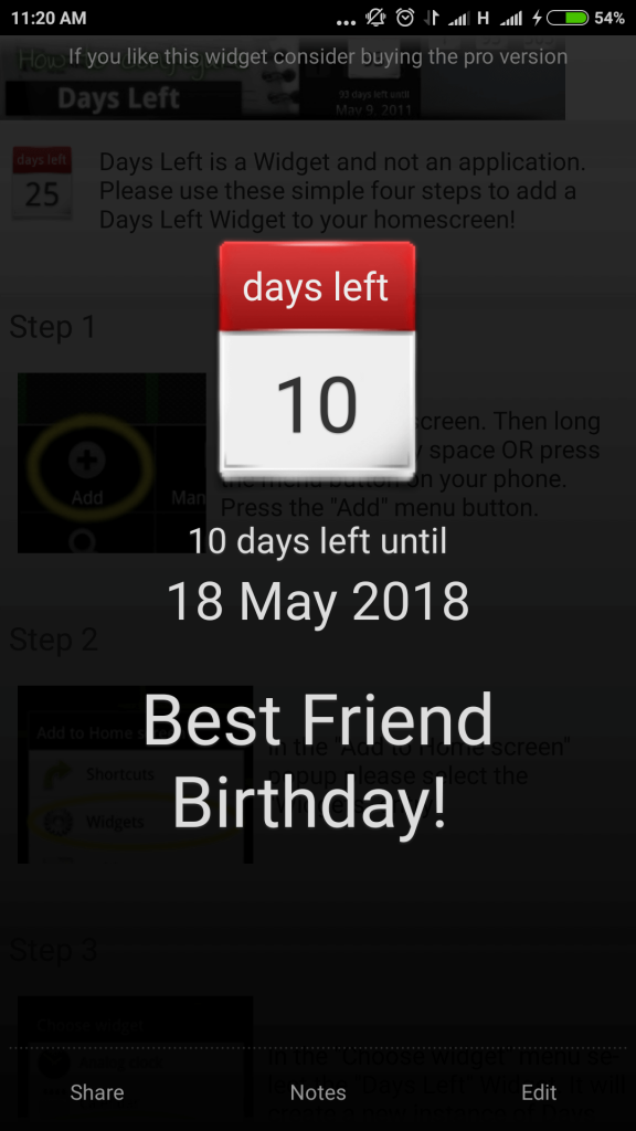 Days Left Widget